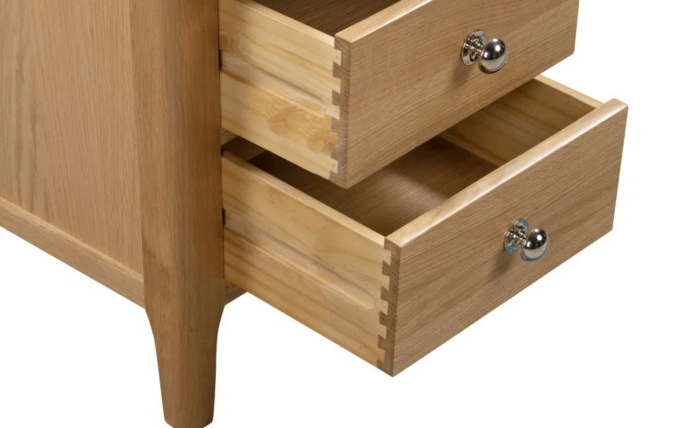 Millbrook Solid Oak Wood Bedside Table | 3 Drawers